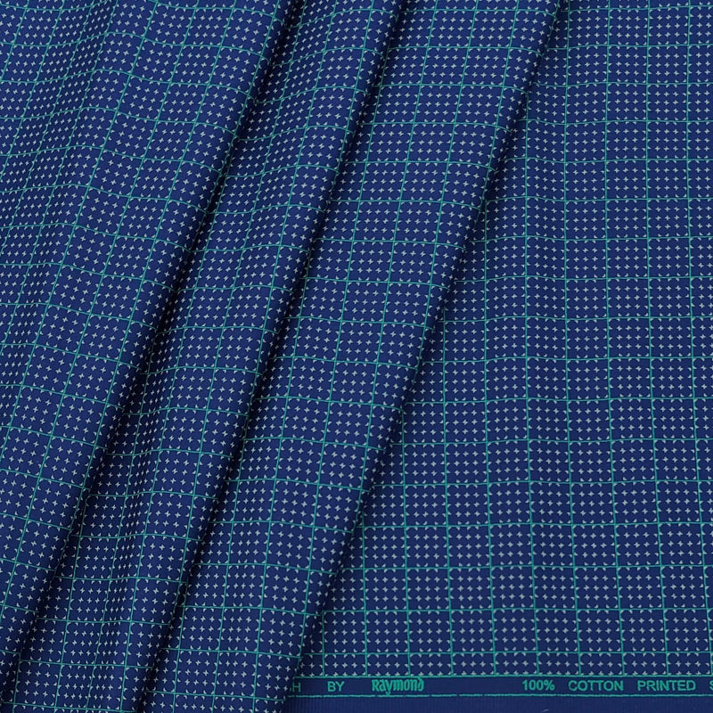 Shirt Fabric Raymond Premium 100% Cotton Printed Colour Dark Blue