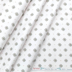 Shirt Fabric Arvind Giza Cotton Printed Colour White n Green