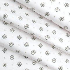 Shirt Fabric Arvind Giza Cotton Printed Colour White n Green
