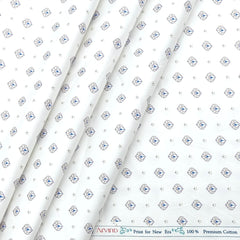 Shirt Fabric Arvind Giza Cotton Printed Colour White n Blue