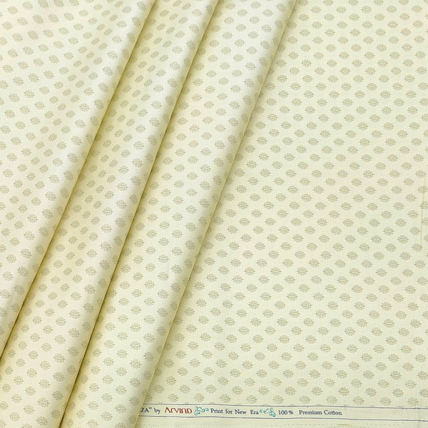 Shirt Fabric Arvind Giza Cotton Printed Colour Light Yellow