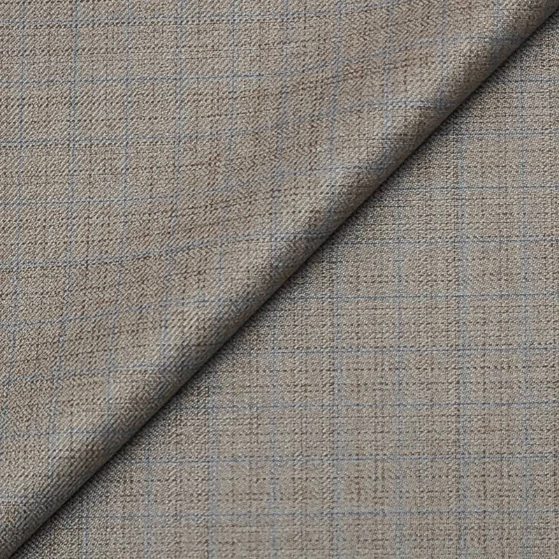 Trouser Fabric Raymond Polyester Viscose Check Color Dessert Brown