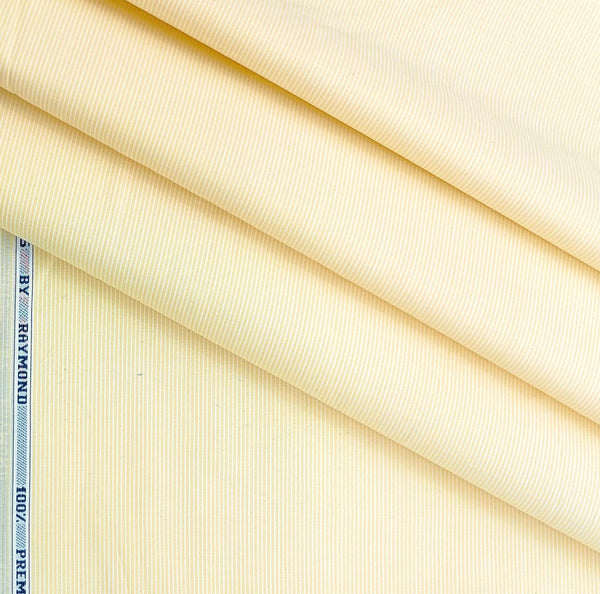 Shirt Fabric Raymond Premium 100% Cotton Pin Lining Colour Light Yellow