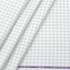 Shirt Fabric Soktas 100% Cotton small Check Colour Grey