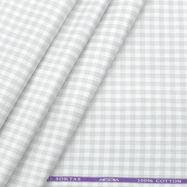 Shirt Fabric Soktas 100% Cotton small Check Colour Grey