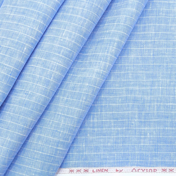 Shirt Fabric Arvind Pure Linen 60 Lea Lining colour Blue