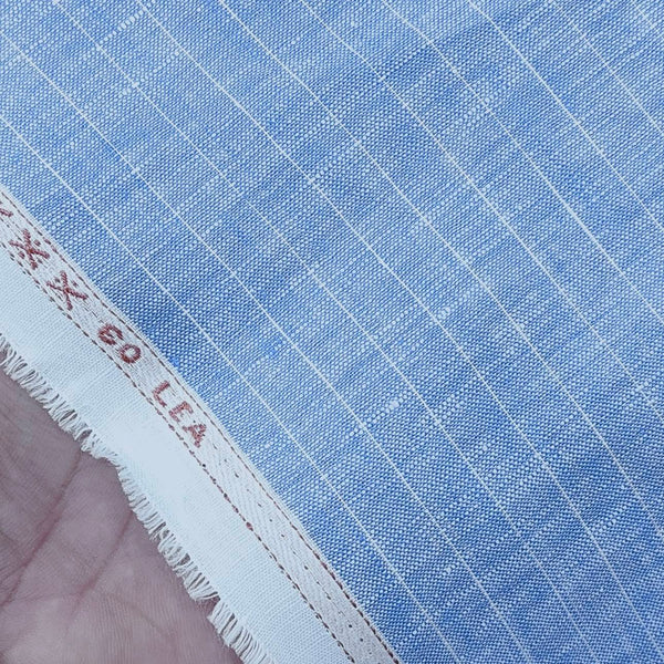 Shirt Fabric Arvind Pure Linen 60 Lea Lining colour Blue