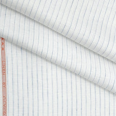 Shirt Fabric Arvind Pure Linen 60 Lea Lining colour Blue n White