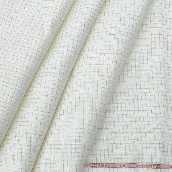 Shirt Fabric Arvind Pure Linen 60 Lea Pin Check colour Pear Green
