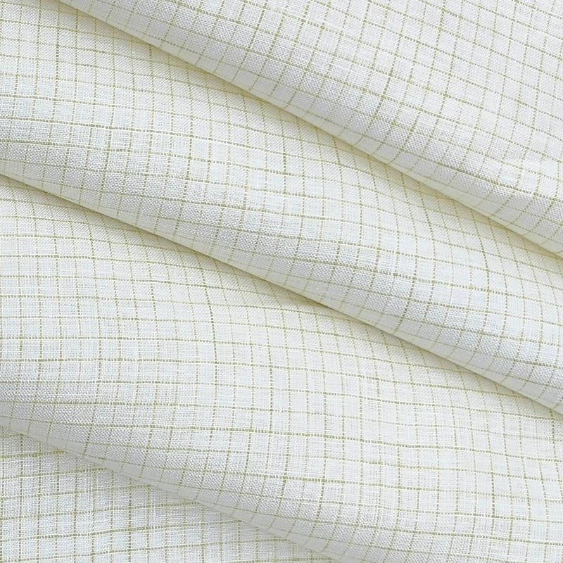 Shirt Fabric Arvind Pure Linen 60 Lea Pin Check colour Pear Green