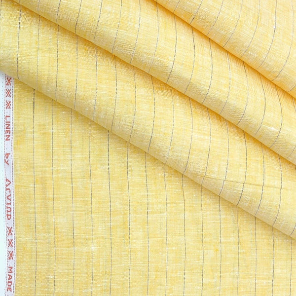 Shirt Fabric Arvind Pure Linen 60 Lea Lining colour Mango Yellow