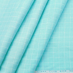 Shirt Fabric Linen Club 100% Linen 60 Lea Check colour Aero Blue