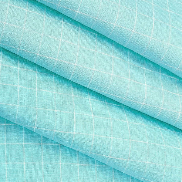 Shirt Fabric Linen Club 100% Linen 60 Lea Check colour Aero Blue