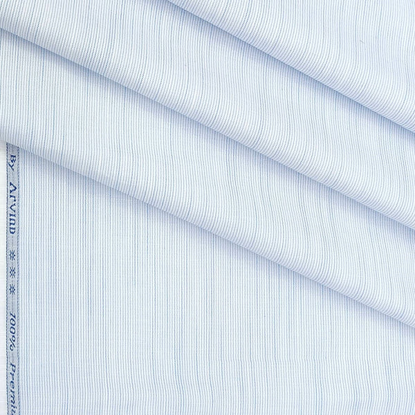 Shirt Fabric Arvind Giza Cotton Pin Lining Colour Powder Blue