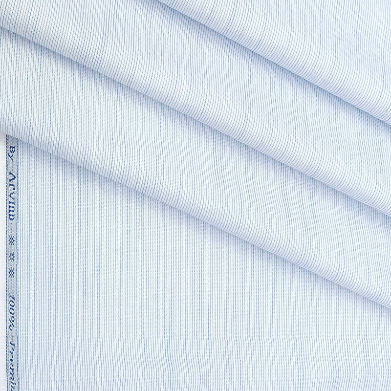 Shirt Fabric Arvind Giza Cotton Pin Lining Colour Powder Blue