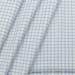 Shirt Fabric Arvind Giza Cotton Check Colour Blue