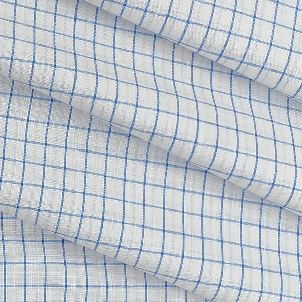 Shirt Fabric Arvind Giza Cotton Check Colour Blue