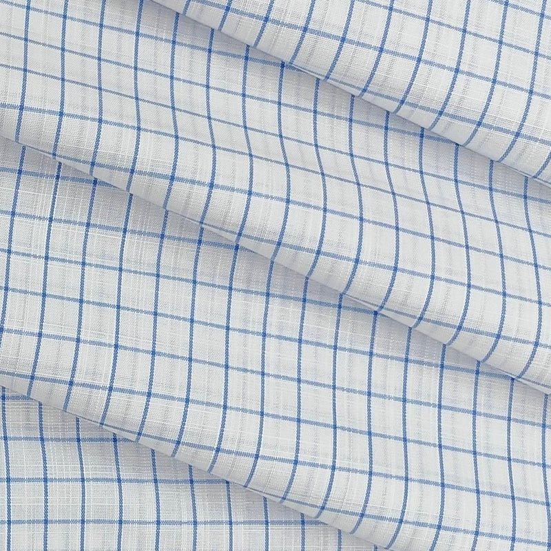 Shirt Fabric Arvind Giza Cotton Check Colour Blue