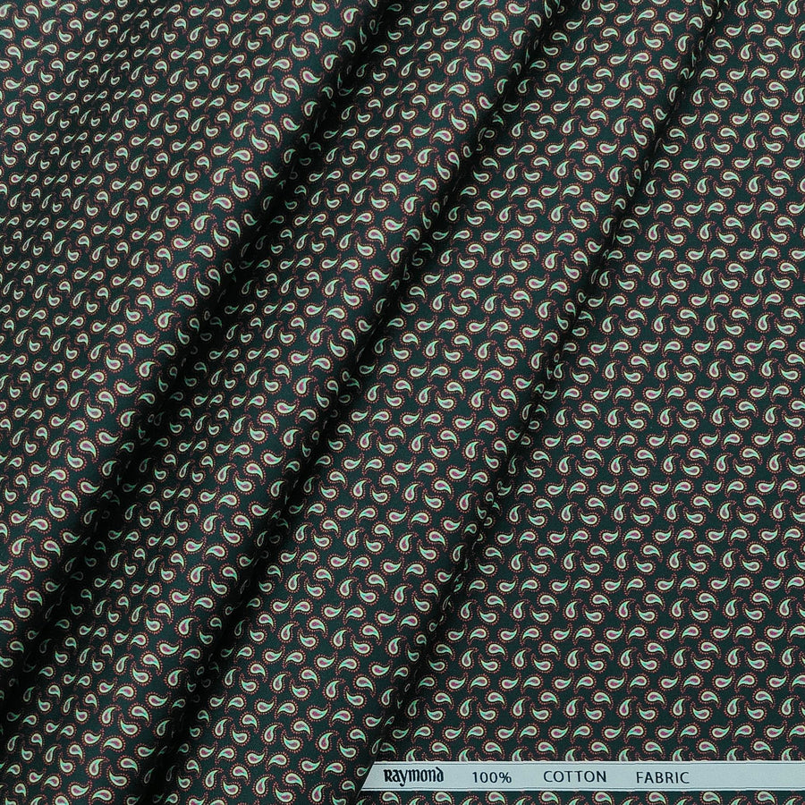 Shirt Fabric Raymond Premium Giza Cotton Digital Printed Colour Green