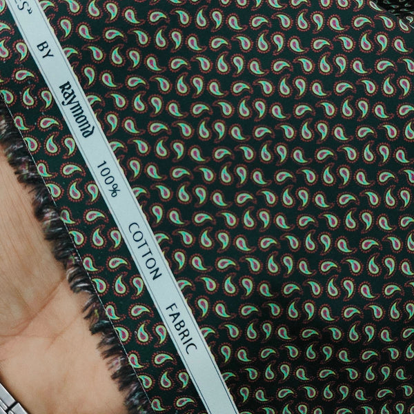 Shirt Fabric Raymond Premium Giza Cotton Digital Printed Colour Green