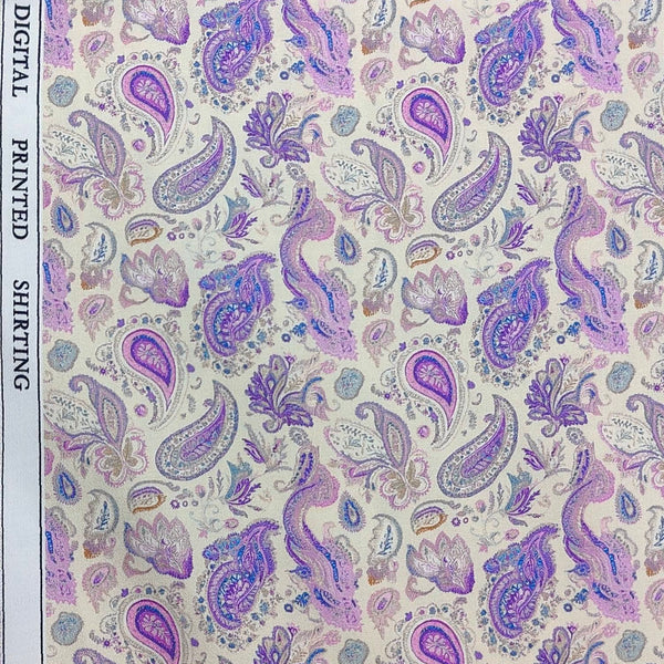 Shirt Fabric Raymond Premium Giza Cotton Digital Printed Colour Lavender