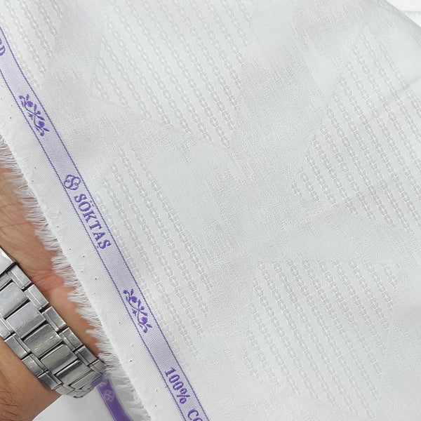 Shirt Fabric Soktas Giza Cotton Jacquard Colour White