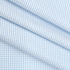 Shirt Fabric Soktas Giza Cotton Small Check Colour Light Sky Blue