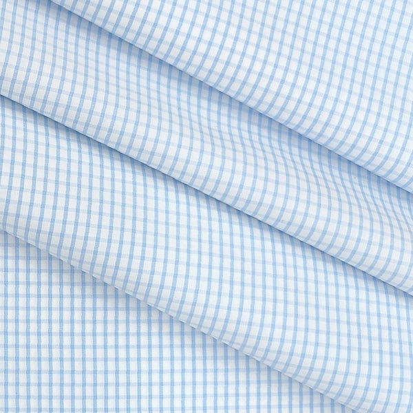 Shirt Fabric Soktas Giza Cotton Small Check Colour Light Sky Blue