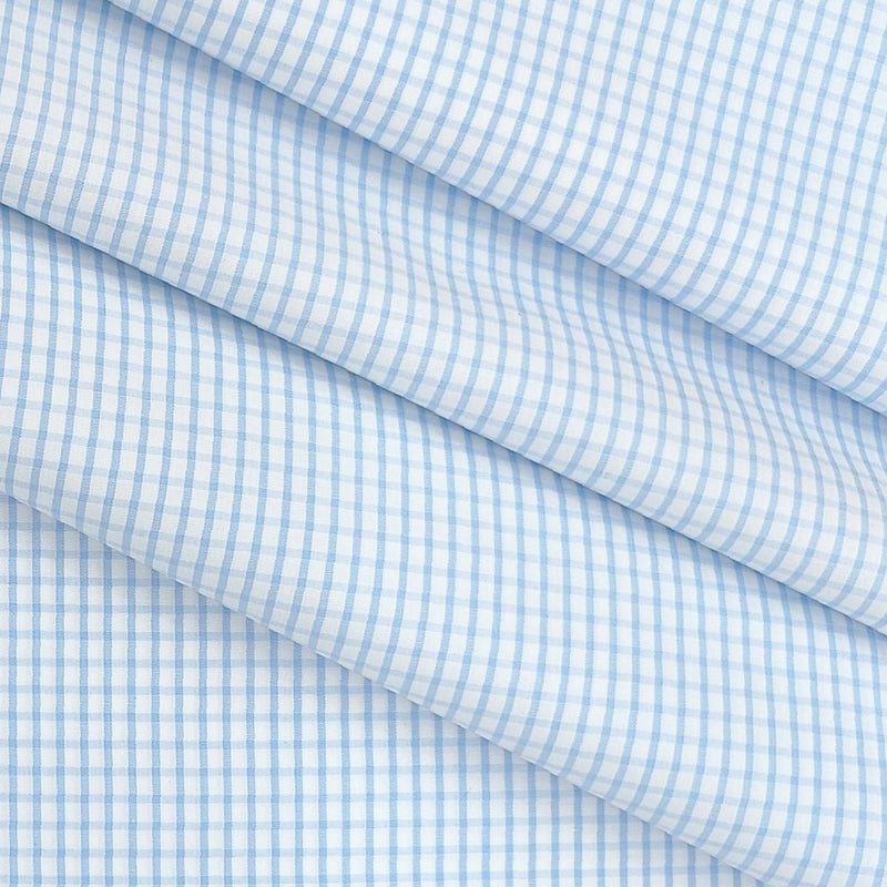 Shirt Fabric Soktas Giza Cotton Small Check Colour Light Sky Blue
