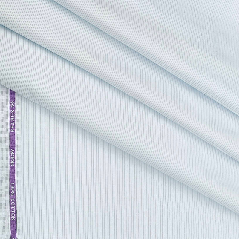 Shirt Fabric Soktas Giza Cotton Pin Lining Colour Sephia Blue
