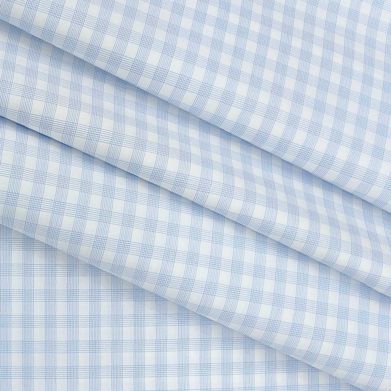 Shirt Fabric Soktas Giza Cotton Small Check Colour Coral Blue