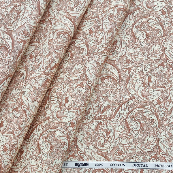 Shirt Fabric Raymond Premium Giza Cotton Digital Printed Colour Rusk Brown