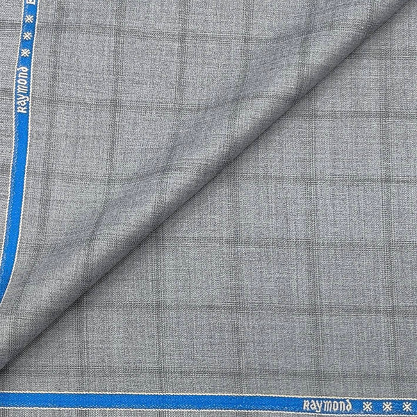 Trouser Fabric Raymond Wool Blended Broad Check Colour Hulk Grey