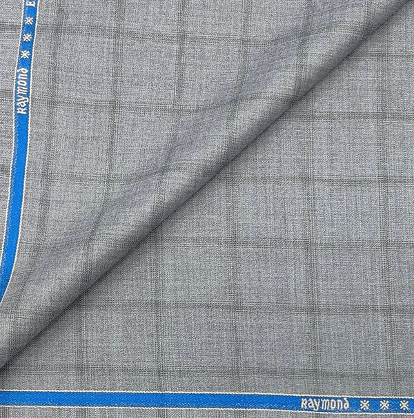Trouser Fabric Raymond Wool Blended Broad Check Colour Hulk Grey