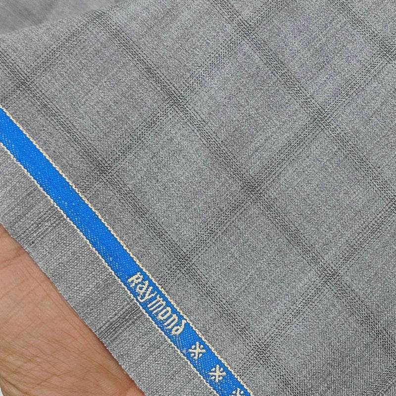 Trouser Fabric Raymond Wool Blended Broad Check Colour Hulk Grey