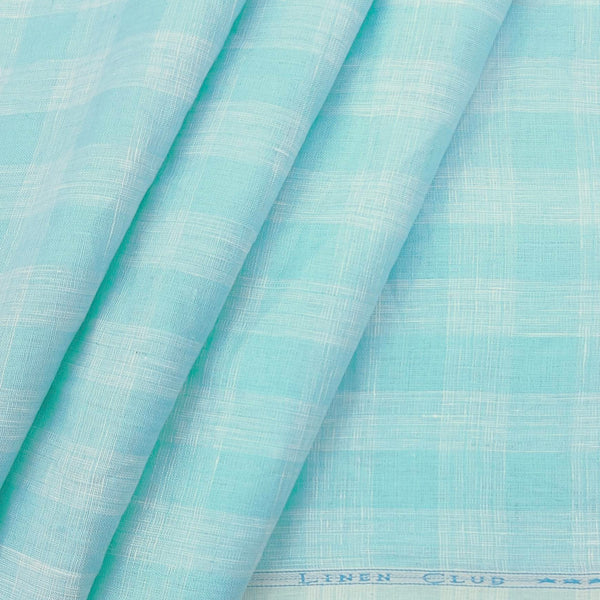 Shirt Fabric Linen Club Pure Linen 60 Lea Broad Check colour Seafoam Green