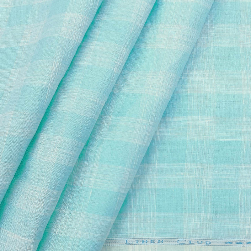 Shirt Fabric Linen Club Pure Linen 60 Lea Broad Check colour Seafoam Green