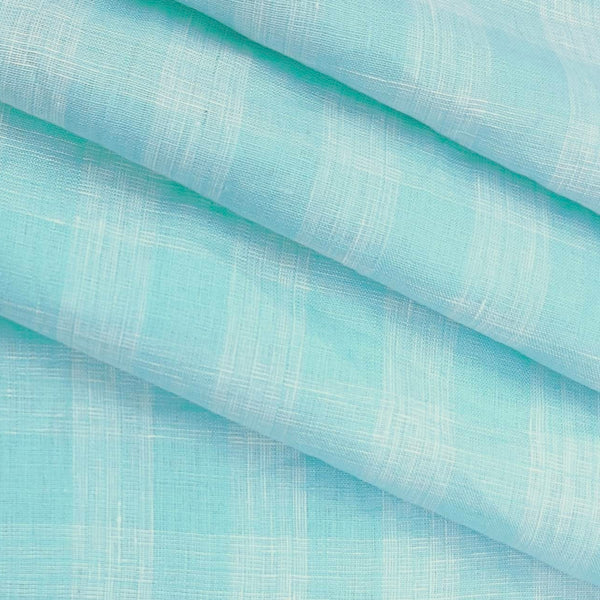 Shirt Fabric Linen Club Pure Linen 60 Lea Broad Check colour Seafoam Green