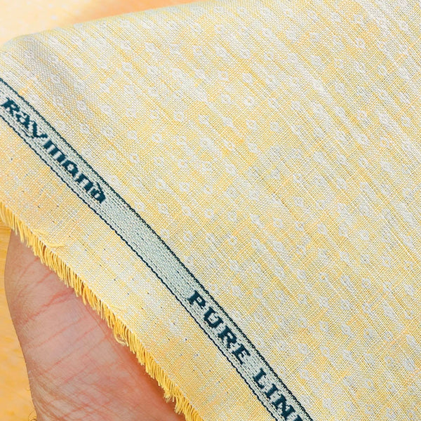 Raymond 60 LEA Pure Linen Dobby Shirt n Kurta Fabric Colour Turmeric Yellow