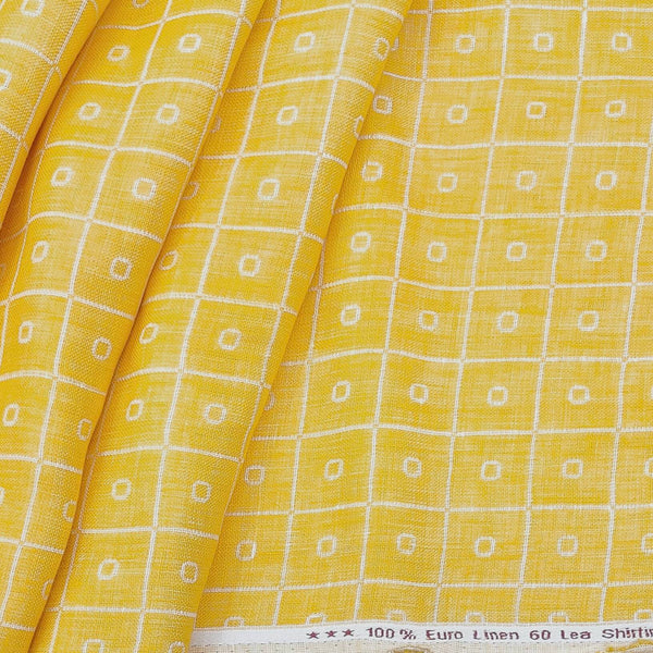 Solino 60 LEA Pure Linen Butta Shirt n Kurta Fabric Colour Mango Yellow