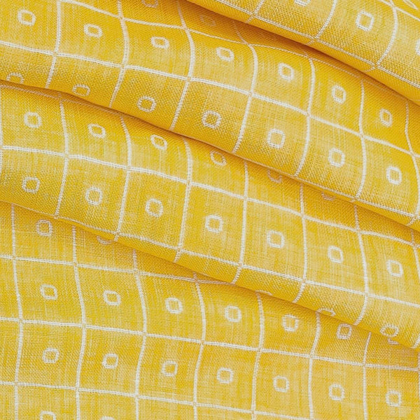 Solino 60 LEA Pure Linen Butta Shirt n Kurta Fabric Colour Mango Yellow