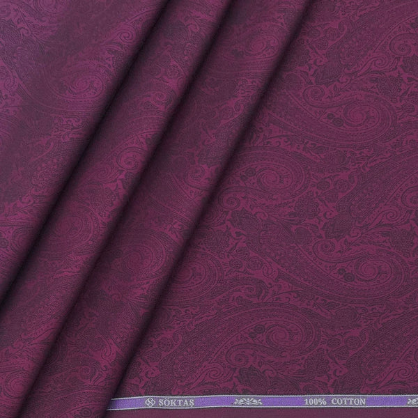 Shirt Fabric Soktas Giza Cotton Jacquard Colour Dark Maroon