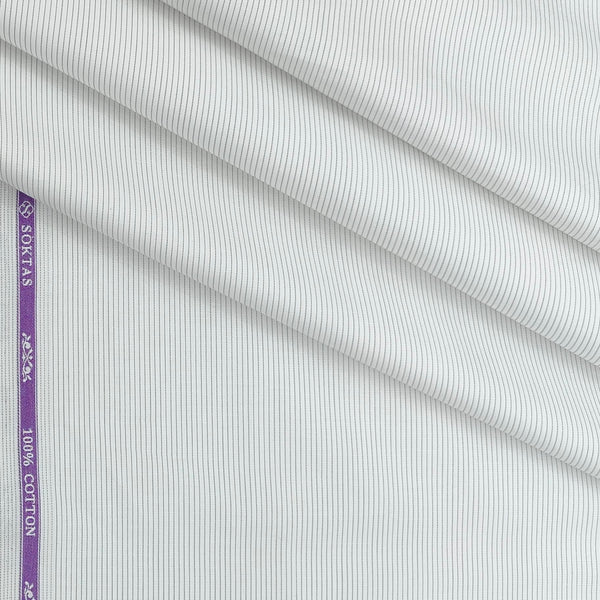 Shirt Fabric Soktas 100% Cotton Pin Lining Colour Hunt Grey