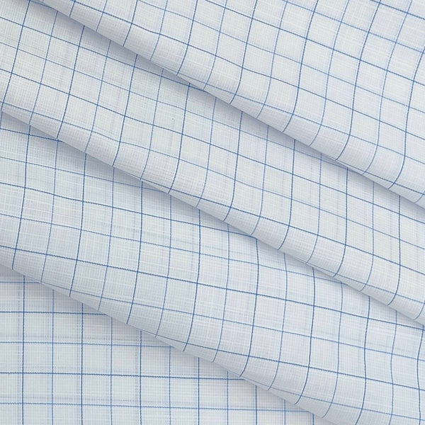 Shirt Fabric Arvind Cotton Blended Formal Check Colour Blue