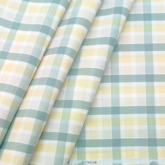 Shirt Fabric Arvind Cotton Blended Check Colour Viridian Green