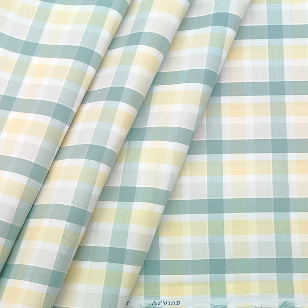 Shirt Fabric Arvind Cotton Blended Check Colour Viridian Green