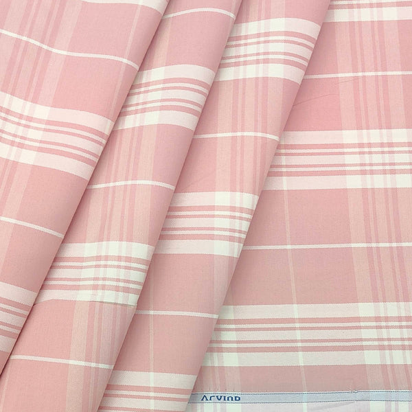 Shirt Fabric Arvind Cotton Blended Check Colour Blush Pink