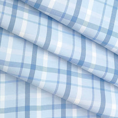 Shirt Fabric Arvind Cotton Blended Check Colour Pastel Blue