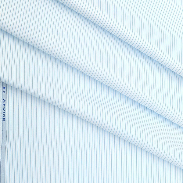 Shirt Fabric Arvind Cotton Blended Formal Lining Colour Peacock Blue