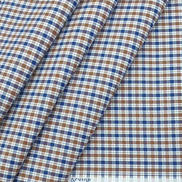 Shirt Fabric Arvind Cotton Blended Check Colour Coffee n Black